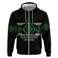Aotearoa Atua Papatuanuku Personalised Hoodie Maori Earth Mother Taniko Motifs LT14 Zip Hoodie Green - Polynesian Pride