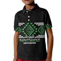 Aotearoa Atua Papatuanuku Personalised Kid Polo Shirt Maori Earth Mother Taniko Motifs LT14 Kid Green - Polynesian Pride