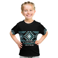 Aotearoa Atua Tangaroa Personalised Kid T Shirt Maori God Of The Sea Taniko Motifs LT14 Turquoise - Polynesian Pride