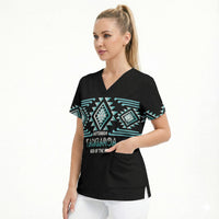 Aotearoa Atua Tangaroa Personalised Scrub Top Maori God Of The Sea Taniko Motifs LT14 - Polynesian Pride