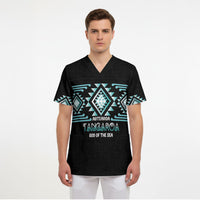 Aotearoa Atua Tangaroa Personalised Scrub Top Maori God Of The Sea Taniko Motifs LT14 - Polynesian Pride