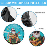 Hawaii Christmas Spare Tire Cover Mele Kalikimaka Poinsettia Lei - Cyan