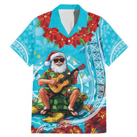 Hawaii Christmas Family Matching Mermaid Dress and Hawaiian Shirt Mele Kalikimaka Poinsettia Lei Polynesian - Blue