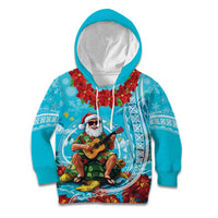 Hawaii Christmas Kid Hoodie Mele Kalikimaka Poinsettia Lei Polynesian - Blue