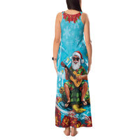 Hawaii Christmas Tank Maxi Dress Mele Kalikimaka Poinsettia Lei Polynesian - Blue
