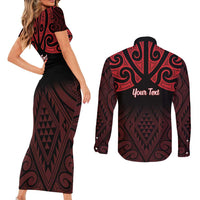 Personalised Keep Maori Wards New Zealand Couples Matching Short Sleeve Bodycon Dress and Long Sleeve Button Shirt Stronger Together Aotearoa Taniko LT14 - Polynesian Pride