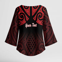 Personalised Keep Maori Wards New Zealand Kimono Sleeve Blouse Stronger Together Aotearoa Taniko - Polynesian Pride