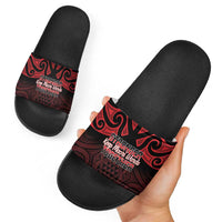 Keep Maori Wards New Zealand Slide Sandals Stronger Together Aotearoa Taniko - Polynesian Pride