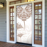 New Zealand Manta Ray Tattoo Door Cover Aotearoa Maori Haehae Beige - Polynesian Pride