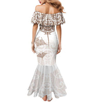 New Zealand Manta Ray Tattoo Mermaid Dress Aotearoa Maori Haehae Beige - Polynesian Pride
