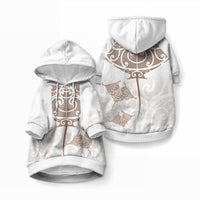 New Zealand Manta Ray Tattoo Pet Hoodie Aotearoa Maori Haehae Beige