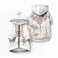 New Zealand Manta Ray Tattoo Pet Hoodie Aotearoa Maori Haehae Beige