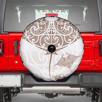 New Zealand Manta Ray Tattoo Spare Tire Cover Aotearoa Maori Haehae Beige - Polynesian Pride