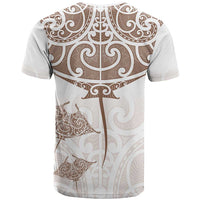 New Zealand Manta Ray Tattoo T Shirt Aotearoa Maori Haehae Beige - Polynesian Pride