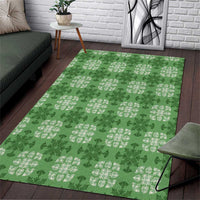 Green Hawaiian Quilt Area Rug Hawaii Pineapple Monstera Palaka Motifs - Polynesian Pride