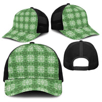 Green Hawaiian Quilt Baseball Net Cap Hawaii Pineapple Monstera Palaka Motifs - Polynesian Pride