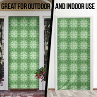 Green Hawaiian Quilt Door Cover Hawaii Pineapple Monstera Palaka Motifs - Polynesian Pride