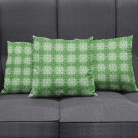 Green Hawaiian Quilt Pillow Cover Hawaii Pineapple Monstera Palaka Motifs - Polynesian Pride
