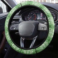 Green Hawaiian Quilt Steering Wheel Cover Hawaii Pineapple Monstera Palaka Motifs - Polynesian Pride