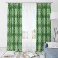 Green Hawaiian Quilt Window Curtain Hawaii Pineapple Monstera Palaka Motifs - Polynesian Pride