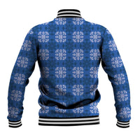 Royal Blue Hawaiian Quilt Baseball Jacket Hawaii Pineapple Monstera Palaka Motifs - Polynesian Pride