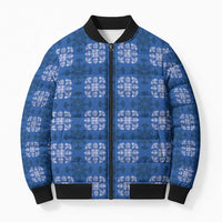 Royal Blue Hawaiian Quilt Bomber Puffer Jacket Hawaii Pineapple Monstera Palaka Motifs LT14 Unisex Royal Blue - Polynesian Pride