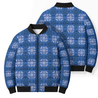 Royal Blue Hawaiian Quilt Bomber Puffer Jacket Hawaii Pineapple Monstera Palaka Motifs LT14 - Polynesian Pride