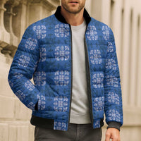 Royal Blue Hawaiian Quilt Bomber Puffer Jacket Hawaii Pineapple Monstera Palaka Motifs LT14 - Polynesian Pride
