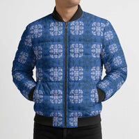 Royal Blue Hawaiian Quilt Bomber Puffer Jacket Hawaii Pineapple Monstera Palaka Motifs LT14 - Polynesian Pride