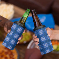 Royal Blue Hawaiian Quilt 4 in 1 Can Cooler Tumbler Hawaii Pineapple Monstera Palaka Motifs - Polynesian Pride