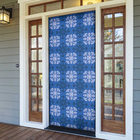 Royal Blue Hawaiian Quilt Door Cover Hawaii Pineapple Monstera Palaka Motifs - Polynesian Pride