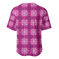 Pink Hawaiian Quilt Baseball Jersey Hawaii Pineapple Monstera Palaka Motifs LT14 - Polynesian Pride