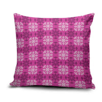 Pink Hawaiian Quilt Pillow Cover Hawaii Pineapple Monstera Palaka Motifs - Polynesian Pride