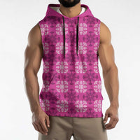 Pink Hawaiian Quilt Sleeveless Hoodie Hawaii Pineapple Monstera Palaka Motifs - Polynesian Pride