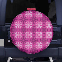 Pink Hawaiian Quilt Spare Tire Cover Hawaii Pineapple Monstera Palaka Motifs - Polynesian Pride