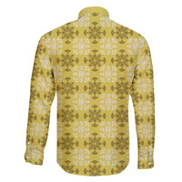 Yellow Hawaiian Quilt Family Matching Mermaid Dress and Hawaiian Shirt Hawaii Pineapple Monstera Palaka Motifs - Polynesian Pride