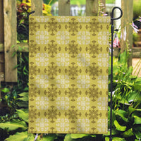 Yellow Hawaiian Quilt Garden Flag Hawaii Pineapple Monstera Palaka Motifs - Polynesian Pride