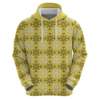 Yellow Hawaiian Quilt Hoodie Hawaii Pineapple Monstera Palaka Motifs - Polynesian Pride