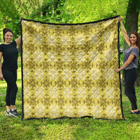 Yellow Hawaiian Quilt Quilt Hawaii Pineapple Monstera Palaka Motifs - Polynesian Pride