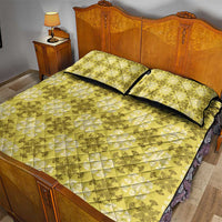 Yellow Hawaiian Quilt Quilt Bed Set Hawaii Pineapple Monstera Palaka Motifs - Polynesian Pride