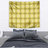 Yellow Hawaiian Quilt Tapestry Hawaii Pineapple Monstera Palaka Motifs - Polynesian Pride