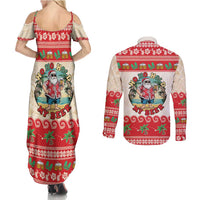 Mele Kalikimaka Hawaii Couples Matching Summer Maxi Dress and Long Sleeve Button Shirt Funny Beer-Loving Santa Hawaiian Tropical LT14 - Polynesian Pride