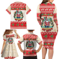 Mele Kalikimaka Hawaii Family Matching Long Sleeve Bodycon Dress and Hawaiian Shirt Funny Beer-Loving Santa Hawaiian Tropical LT14 - Polynesian Pride