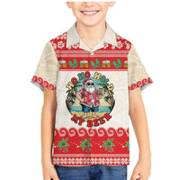 Mele Kalikimaka Hawaii Family Matching Mermaid Dress and Hawaiian Shirt Funny Beer-Loving Santa Hawaiian Tropical LT14 Son's Shirt Red - Polynesian Pride