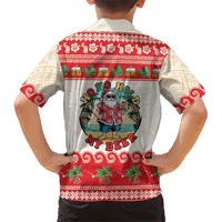 Mele Kalikimaka Hawaii Family Matching Off The Shoulder Long Sleeve Dress and Hawaiian Shirt Funny Beer-Loving Santa Hawaiian Tropical LT14 - Polynesian Pride