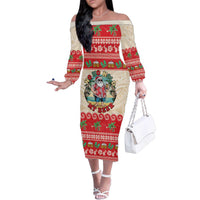 Mele Kalikimaka Hawaii Family Matching Off The Shoulder Long Sleeve Dress and Hawaiian Shirt Funny Beer-Loving Santa Hawaiian Tropical - Polynesian Pride