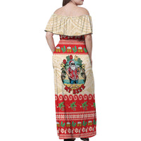 Mele Kalikimaka Hawaii Family Matching Off Shoulder Maxi Dress and Hawaiian Shirt Funny Beer-Loving Santa Hawaiian Tropical - Polynesian Pride