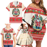 Mele Kalikimaka Hawaii Family Matching Off Shoulder Short Dress and Hawaiian Shirt Funny Beer-Loving Santa Hawaiian Tropical LT14 - Polynesian Pride