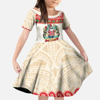 Mele Kalikimaka Hawaii Family Matching Puletasi and Hawaiian Shirt Funny Beer-Loving Santa Hawaiian Tropical LT14 Daughter's Dress Red - Polynesian Pride