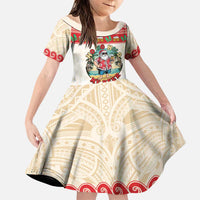 Mele Kalikimaka Hawaii Family Matching Tank Maxi Dress and Hawaiian Shirt Funny Beer-Loving Santa Hawaiian Tropical LT14 Daughter's Dress Red - Polynesian Pride